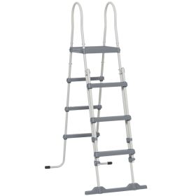 70" Above Ground Swimming Pool Ladder, A-Frame Deck Ladder with Top Platform, Non-slip Steps & Rounded Handrails for 48" Pool Wall Height, Gray (Option: Gray-1250x480x120 mm)