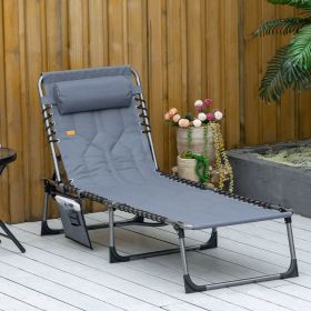 Padded Folding Chaise Lounge Chair (Option: Grey-770x140x620 mm)