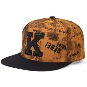 K Letter Baseball Cap Hip Hop Hat Size Adjustable (Option: Dark Khaki Cloth Color-Adjustable)