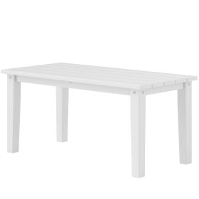 Rectangle Outdoor Coffee Table, HDPE All-Weather Outdoor Patio Table with Slatted Tabletop for Yard, Balcony, White (Option: White-1010x480x90 mm)