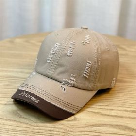 Double-stitching Shabby Embroidered Letter Baseball Cap (Option: Khaki)