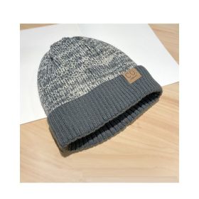 Warm Knitted Hat Japanese Style All-matching Fleece-lined Earflaps (Option: Gray Mixed Color-Average Size)