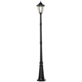 92.5" Outdoor Lamp Post Light, Solar-Powered Streetlight, w/ Clear Glass, Black (Option: Black-620x600x320 mm)