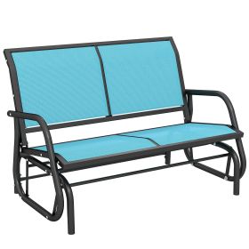 2-Person Outdoor Glider Bench, Patio Double Swing Rocking Chair Loveseat w/Powder Coated Steel Frame for Backyard Garden Porch, Blue (Option: Blue-1180x550x180 mm)