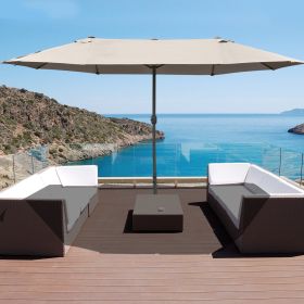 Patio Umbrella 15' Rectangular Outdoor Double Sided Market with base (Option: Coffee-1440x410x180 mm)