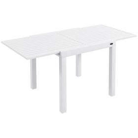 Expandable Patio Table, Outdoor Dining Table for 4-6 with Aluminum Frame for Garden, Lawn, Balcony Terrace, White (Option: White-950x150x950 mm)