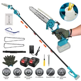 2-in-1 Cordless Pole Saw & Handheld Chainsaw, 1200W Brushless Motor With 2×3000mAh Batteries, 13FT Reach Adjustable Head, Auto Oil Lubrication & (Option: defaulttitle)