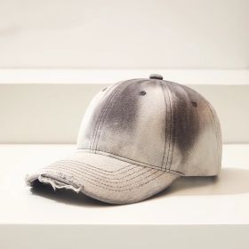 Distressed Gradient Denim Casual All-match Ripped Baseball Cap (Option: Gray-Adjustable)