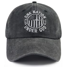One Nation Under God Baseball Cap For Women Men, Adjustable Embroidered Wash Cotton Baseball Cap (Option: Black)
