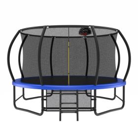 14FT Trampoline With Enclosure - Recreational Trampolines With Ladder And AntiRust Coating, ASTM Approval Outdoor Trampoline For Kids (Option: Blue)