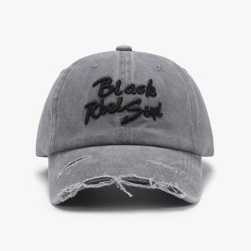 Letter Three-dimensional Embroidery Hole Soft Wine Red Baseball Cap (Option: Smoky Gray-Adjustable)
