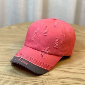 Double-stitching Shabby Embroidered Letter Baseball Cap (Option: Watermelon Red)