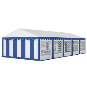 16.5' x 33' Large Party Tent, Heavy Duty Outdoor Canopy Tent with Removable Sidewalls, 10 Windows, Blue (Option: White, Blue-670x580x270 mm)