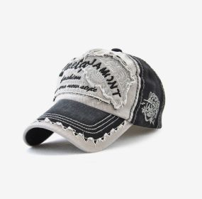 Embroidered Men's Outdoor Leisure Tiger Head Sun Hat (Color: Black)