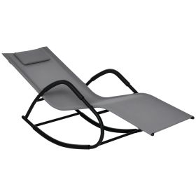 Rocking Chair, Zero Gravity Patio Chaise Sun Lounger, Outdoor Rocker, UV Water Resistant, Pillow for Sunbathing, Lawn, Garden or Pool, Gray (Option: Gray-980x450x90 mm)
