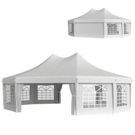 29' x 21' Canopy Party Event Tent with 2 Pull-Back Doors, White (Option: White-2430x270x110 mm)