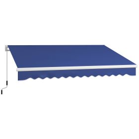 13' x 8' Patio Awning, Manual Retractable Sun Shade with UV Protection and Easy Crank Opening, Dark Blue (Option: Dark Blue-1595x260x200 mm)