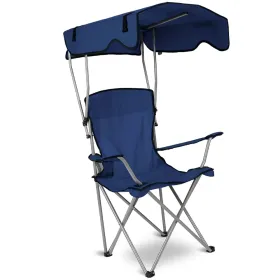 Foldable Beach Canopy Chair Sun Protection Camping Lawn Canopy Chair 330LBS Load Folding Seat (Option: NavyBlue)