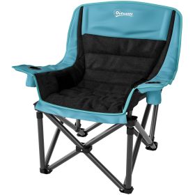 Camping Chair for Adults, Portable Folding Camping Chair w/ Side Pockets, Cup Holders, Carry Bag, Green and Black (Option: Black-1040x260x260 mm)