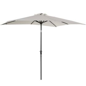 9' x 7' Patio Umbrella Outdoor Table Market Umbrella with Crank, Solar LED Lights, 45° Tilt, Push-Button Operation, for Deck, Backyard, Pool and (Option: White-1840x155x160 mm)