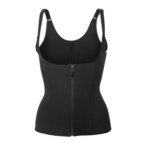 Zippered Waist Trainer Corset Waist Tummy Control Body Shaper Cincher Back Support With Adjustable Straps (Option: L)