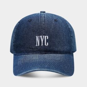 American Retro Denim Alphabet Peaked Cap (Option: Dark Blue-Adjustable)