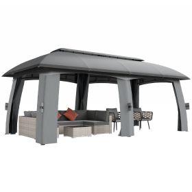 10' x 20' Patio Gazebo, Outdoor Gazebo Canopy Shelter with Netting, Vented Roof for Garden, Dark Gray (Option: Dark Gray-1780x580x225 mm)