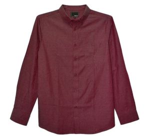 Weiv Men's Casual Long Sleeve Shirts (Color: BURGUNDY, size: 2XL)