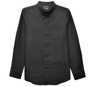 Weiv Men's Casual Long Sleeve Shirts (Color: Black, size: S)
