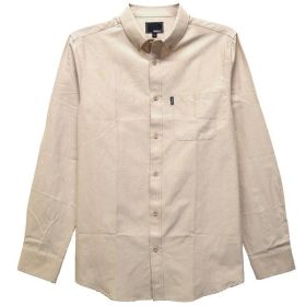 Weiv Men's Casual Long Sleeve Shirts (Color: SAND, size: XL)