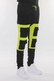 COLOR BLOCK CARGO TRACK PANT (Color: Black Red, size: XL)