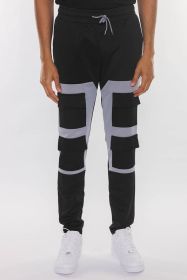 COLOR BLOCK CARGO TRACK PANT (Color: BLACK GREY, size: M)
