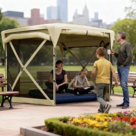 11 X 11ft Up Tent With Removable Roof Cover (Option: Beige)
