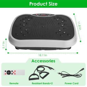 1Pc Vibration Exercise Machine With Resistant Bands Remote Control Whole Body Vibration Platform Workout Equipment Home Fitness Training Equipmen (Option: 1Pc Black)