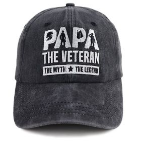 Papa Hats For Dad Birthday Gifts, Adjustable Embroidered Wash Cotton Baseball Cap (Option: Black)