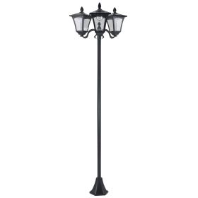 Outdoor Lamp Post Lights, Triple Head Solar Powered Lamp, Street Vintage Solar Post Lamp, for Backyard, Garden Pathway, Driveway, 72 Inches (Option: Black-420x400x210 mm)