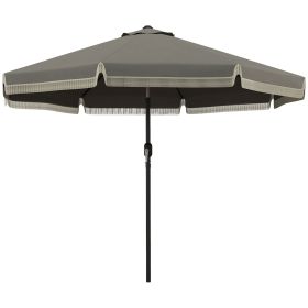 9ft Patio Umbrella Outdoor Table Umbrella w/ Tilt, Crank, Ruffled, 8 Ribs for Garden, Deck, Pool, Dark Gray (Option: Dark Gray-1470x150x150 mm)