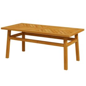 Outdoor Coffee Table, Acacia Wood Rustic Patio Table for Garden, Backyard, Balcony, Deck, Natural Wood (Option: Natural Wood-1140x560x110 mm)