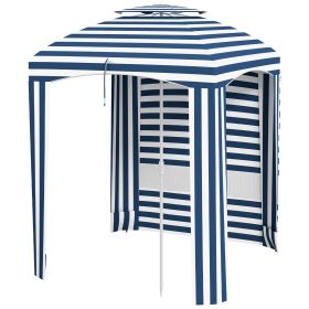 5.8' x 5.8' Cabana Umbrella for Travel, Walls, Vents, Ruffles, Carry Bag, Beach Umbrella, Blue & White Stripe (Option: Blue White Strip-1550x120x110 mm)