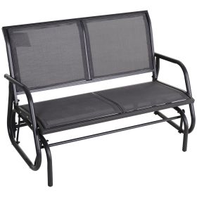 2-Person Outdoor Glider Bench Patio Double Swing Rocking Chair Loveseat w/Power Coated Steel Frame for Backyard Garden Porch, Grey (Option: Grey-1180x555x180 mm)