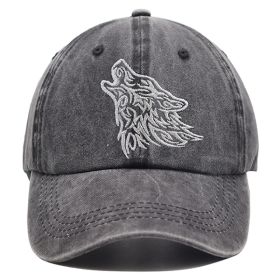 2pcs Tribal Howling Wolf Embroidered Vintage Washed Baseball Cap, Unisex Distressed Hat (Option: 1pcs)
