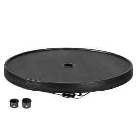 Beach Umbrella Table Tray with Wine Glass Holder and Foldable Towel Rack, 23.5", Black (Option: Black-615x650x80 mm)