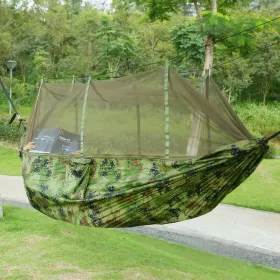 2 Persons Hammock 600LBS Max Load With Mosquito Net Outdoor Hiking Camping Hommock Portable Nylon Swing Hanging Bed (Option: Camouflage)