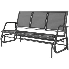 3-Person Outdoor Patio Glider Bench, Porch Glider Swing with 3 Seats, Breathable Mesh Fabric, Metal Frame, Black (Option: Black-1440x550x180 mm)