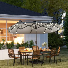 Double-sided Outdoor Patio Umbrella with Solar Lights and Base (Option: Gray-1200x420x190 mm)
