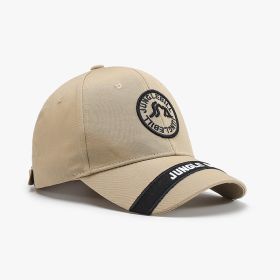 Hard Top Big Head Circumference Men's And Women's American Outdoor Letter Embroidery Baseball Cap (Option: 25 A428 Khaki-Adjustable)