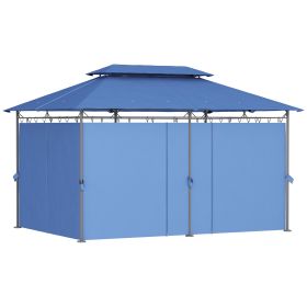 10' x 13' Double Roof Patio Gazebo, Outdoor Gazebo with Curtains, for Garden, Lawn, Backyard and Deck, Dark Blue (Option: Blue-1890x370x150 mm)