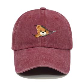 Cotton Retro Washed Sun Outdoor Fishing Hat (Option: Wine Red-M)